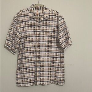 South Pole Casual Button Down Shirt cream mens XL vintage Y2K grandpa retro boho